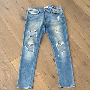 Frame Denim Light Blue Distressed Skinny Jeans